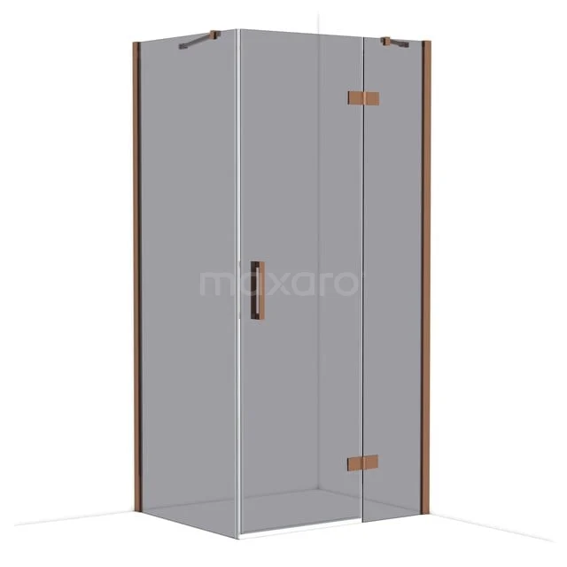 Diamond Douchecabine | 100x80 cm Glanzend koper Rookglas Draaideur Rechthoek CDB224608411GKP