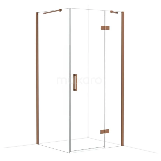 Diamond Duschkabine | 100x90 cm Glänzendes Kupfer Drehtür Rechteck CDB224609410GKP Glas Duschkabine quadratisch mit Kupferdetails, luxuriöse Ausführung, geeignet für moderne Bäder.