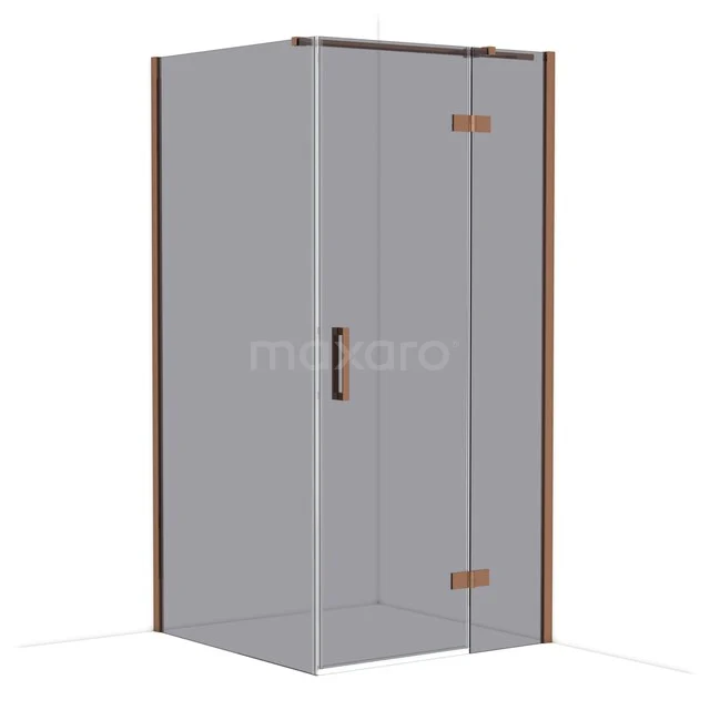 Diamond Shower enclosure | 100x100 cm Glanzend koper Smoke glass Pivot door Square CDB224610311GKP Douchecabine vierkant, glas met matte afwerking, koperkleurige accenten, modern design voor stijlvolle badkamers.