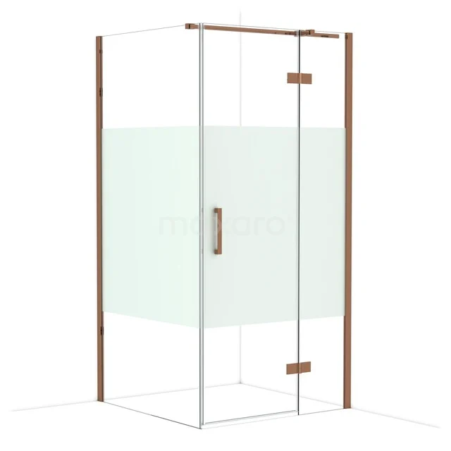 Glas Duschkabine mit eckigem Design, mattglas und stilvoller Holzverkleidung, perfekt für moderne Bäder.