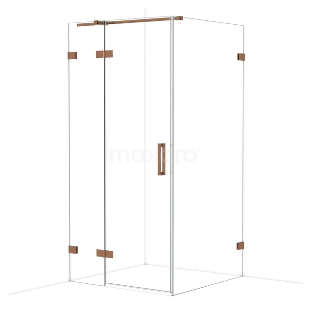 Diamond Douchecabine | 100x100 cm Glanzend koper Helder glas Draaideur Vierkant CDB224610320GKP