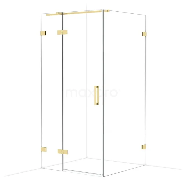 Diamond Douchecabine | 100x100 cm Glanzend lichtgoud Helder glas Draaideur Vierkant CDB224610320GLG
