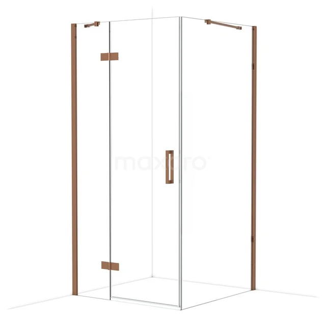 Diamond Douchecabine | 100x100 cm Glanzend koper Helder glas Draaideur Vierkant CDB224610410GKP