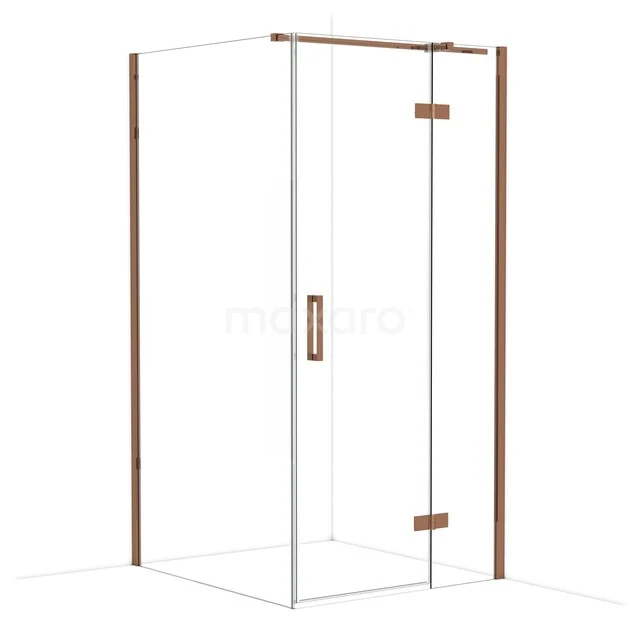 Diamond Shower enclosure | 110x100 cm Shiny copper Clear glass Pivot door Rectangle CDB224611310GKP Glazen douchecabine met bronskleurige details, inclusief draaideur en handgreep. Perfect voor een moderne badkamer.