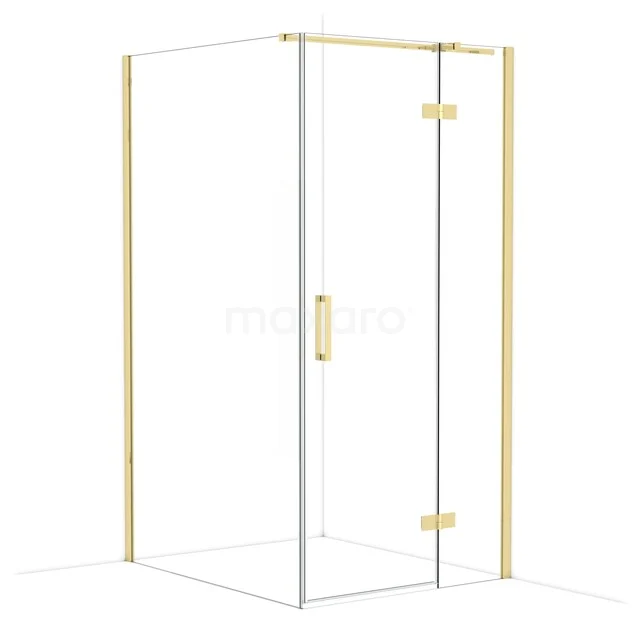 Diamond Duschkabine | 120x100 cm Glänzendes Hellgold Drehtür Rechteck CDB224612310GLG Glasene Duschkabine mit goldfarbenen Profilen, Eck-Einstieg und Drehtür, ideal für eine luxuriöse Badezimmergestaltung.
