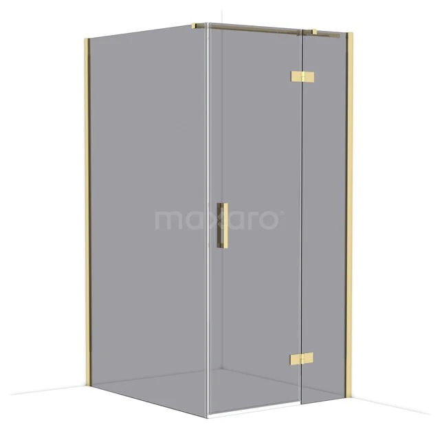 Diamond Shower enclosure | 120x100 cm Shiny light gold Smoke glass Pivot door Rectangle CDB224612311GLG Glass shower cabin with gold-coloured hinges and handle, corner model for luxurious and stylish bathroom spaces.