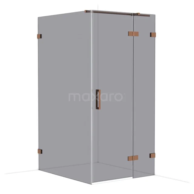 Glazen douchecabine met roestvrijstalen details, zwart profiel en schuifdeur, perfect voor een moderne badkamer.