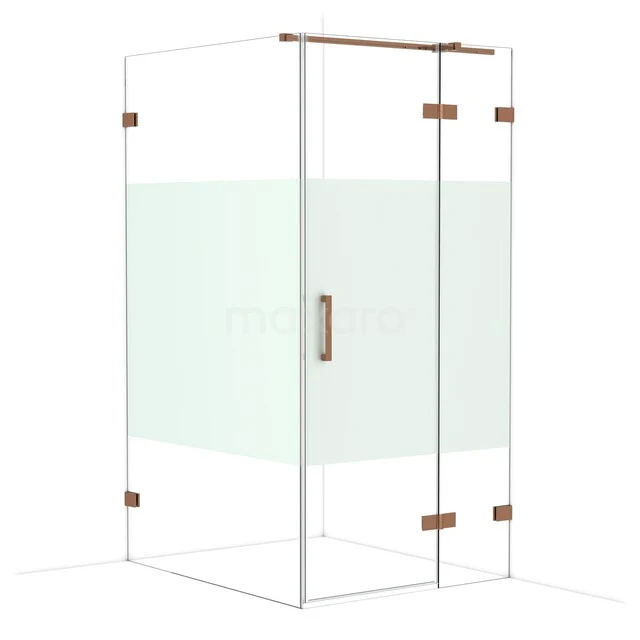 Glas Duschkabine mit Messing Scharnieren und mattgläsernen Details, ideal als stilvolle Ergänzung zum modernen Badezimmer.