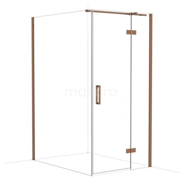 Diamond Douchecabine | 140x100 cm Glanzend koper Helder glas Draaideur Rechthoek CDB224614310GKP