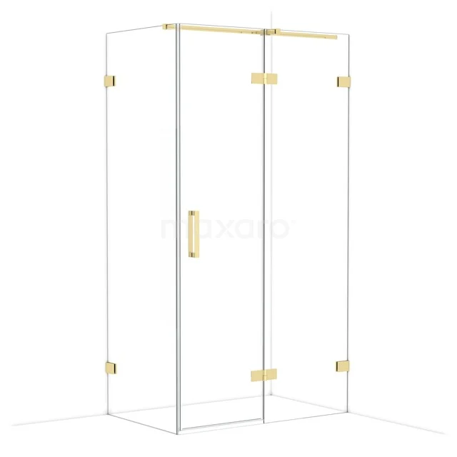 Diamond Shower enclosure | 110x70 cm Shiny light gold Clear glass Pivot door Rectangle CDB226507320GLG Glass shower cabin with gold accents, sleek design and minimalist finish, perfect for any modern bathroom.
