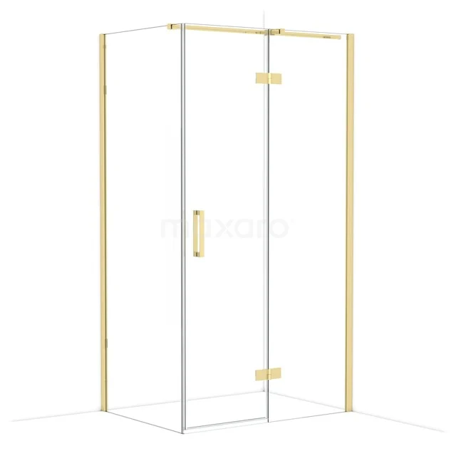 Goldrahmen Duschkabine mit Glasplatten, modernes Design, ideal für ein stilvolles und funktionales Badezimmer.