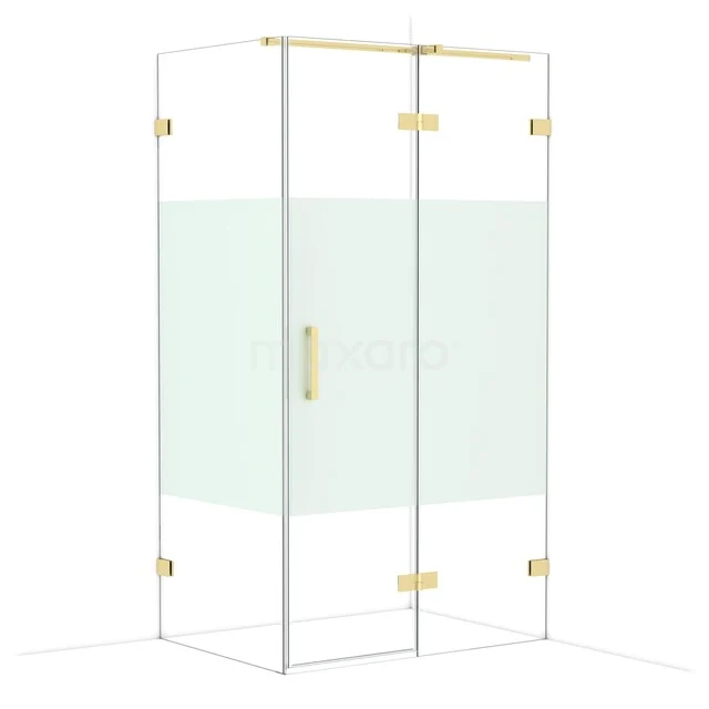 Diamond Duschkabine | 110x80 cm Glänzendes Hellgold Drehtür Rechteck CDB226508323GLG Glas Duschkabine mit goldfarbenen Scharnieren und mattglas Paneel, Luxus Badezimmeraccessoire.
