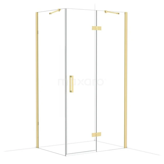 Diamond Shower enclosure | 110x80 cm Shiny light gold Clear glass Pivot door Rectangle CDB226508410GLG Shower cabin with gold accents, glass door and corner design; modern bathroom accessory for a luxurious appearance.