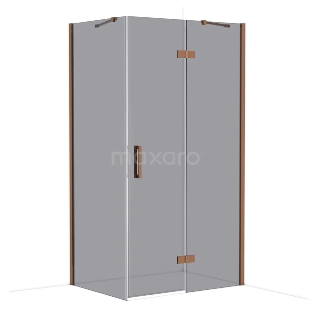 Diamond Shower cabin | 110x80 cm Shiny copper Smoke glass Pivot door Rectangle CDB226508411GKP Glass shower cabin with corner entry, copper-coloured details and sleek design, ideal for modern bathroom spaces.