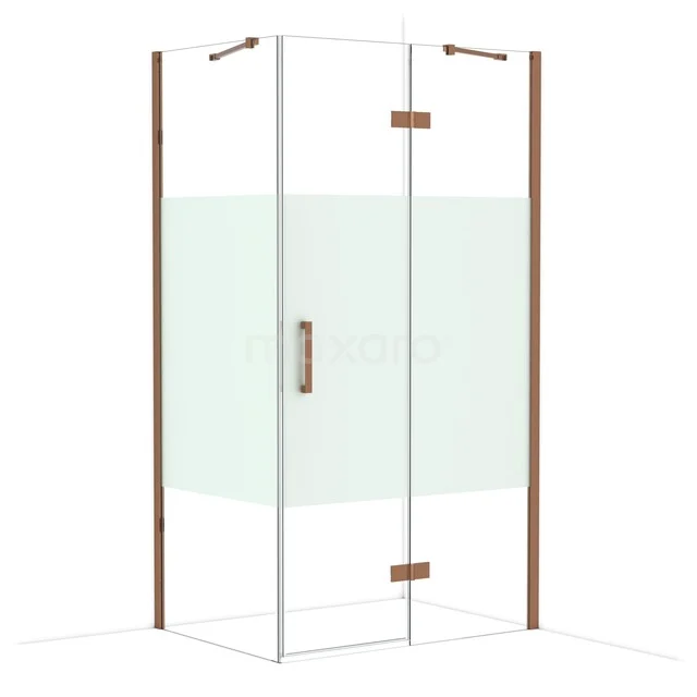 Glas Duschkabine mit Ecktür, Holz-Akzenten und modernem Design, ideal für ein stilvolles Badezimmer.