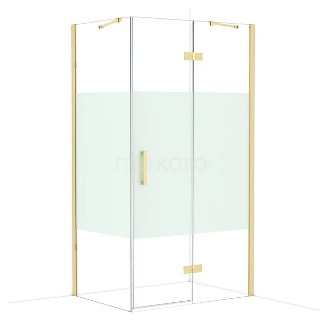 Diamond Douchecabine | 110x80 cm Glanzend lichtgoud Helder met matte strook Draaideur Rechthoek CDB226508413GLG Diamond Douchecabine | 110x80 cm Glanzend lichtgoud Helder met matte strook Draaideur Rechthoek CDB226508413GLG