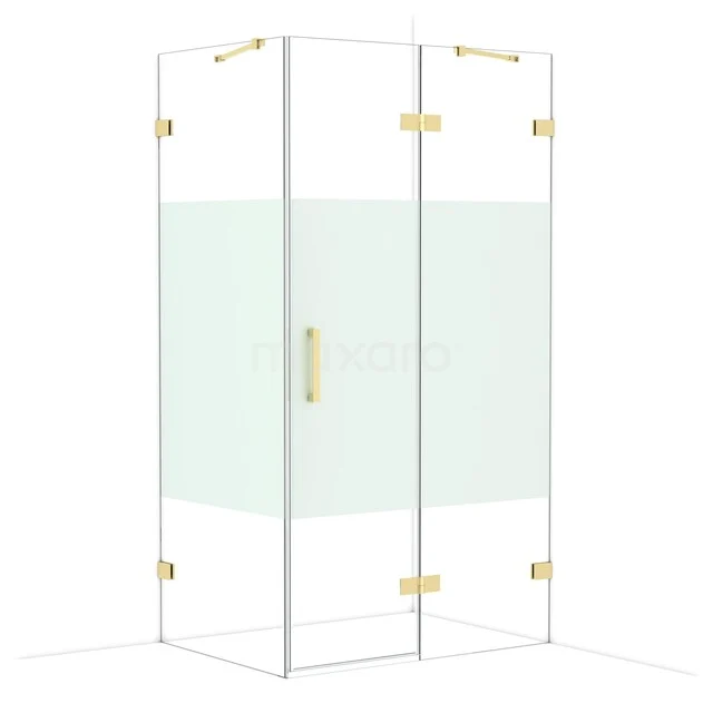 Diamond Douchecabine | 110x80 cm Glanzend lichtgoud Helder met matte strook Draaideur Rechthoek CDB226508423GLG