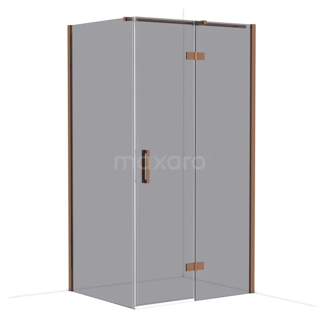Diamond Duschkabine | 110x90 cm Glänzendes Kupfer Drehtür Rechteck CDB226509311GKP Glasene Duschkabine mit bronzefarbenen Akzenten, Eckmodell und Drehtür, ideal für eine moderne Badezimmer Einrichtung.