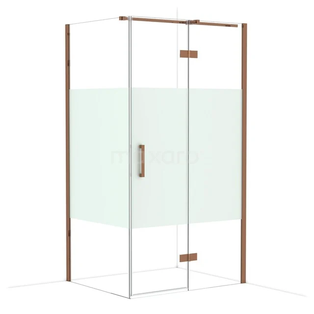 Diamond Douchecabine | 110x90 cm Glanzend koper Helder met matte strook Draaideur Rechthoek CDB226509313GKP