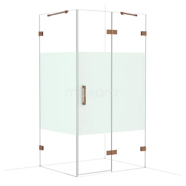 Diamond Douchecabine | 110x90 cm Glanzend koper Helder met matte strook Draaideur Rechthoek CDB226509423GKP