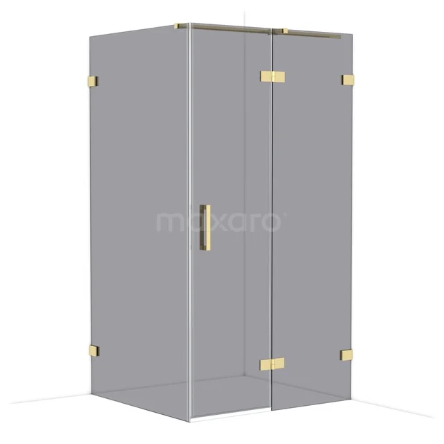 Diamond Shower enclosure | 110x100 cm Glanzend lichtgoud Smoke glass Pivot door Rectangle CDB226510321GLG