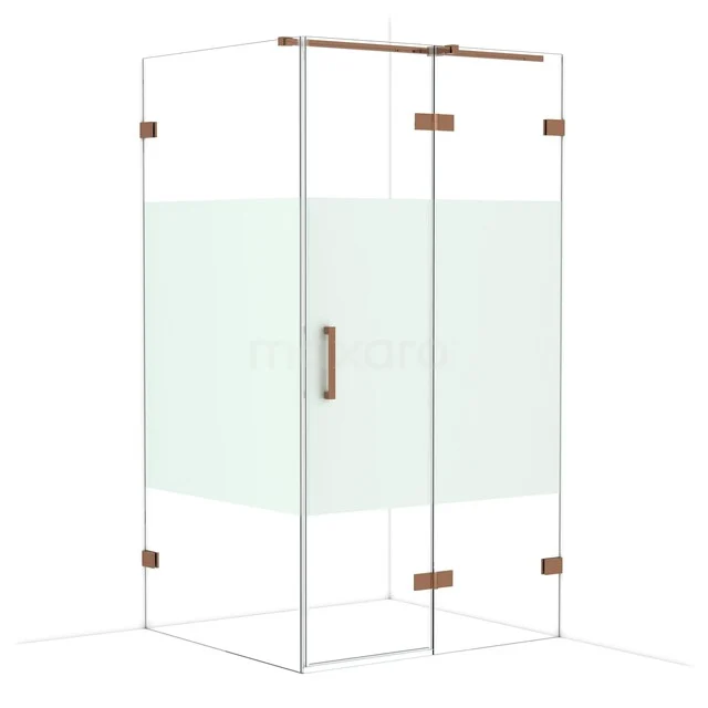 Diamond Douchecabine | 110x100 cm Glanzend koper Helder met matte strook Draaideur Rechthoek CDB226510323GKP Diamond Douchecabine | 110x100 cm Glanzend koper Helder met matte strook Draaideur Rechthoek CDB226510323GKP