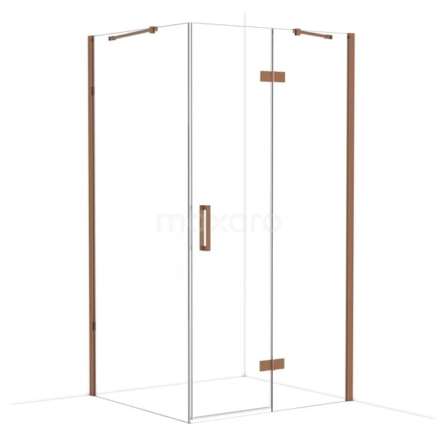 Diamond Duschkabine | 110x100 cm Glänzendes Kupfer Drehtür Rechteck CDB226510410GKP Duschkabine Eckmodell mit Klarglas und bronzefarbenen Akzenten, ideal für einen modernen Badezimmerstil.