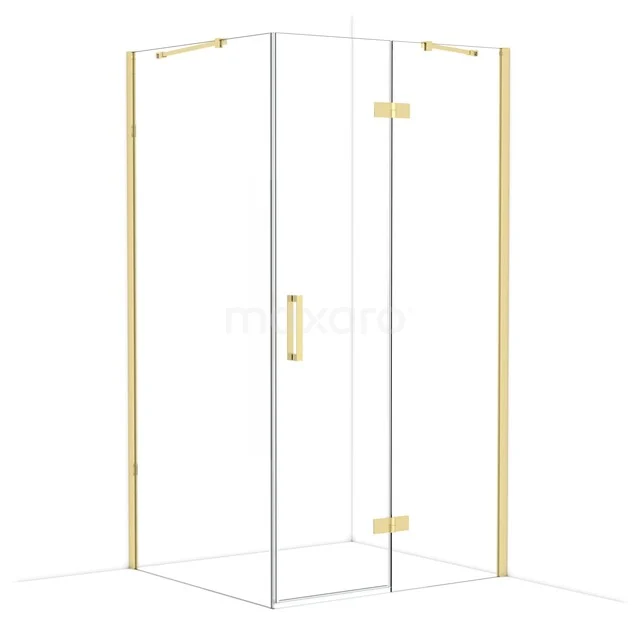 Glas Duschkabine mit goldfarbenen Akzenten, elegantes Design und ideal für ein modernes Badezimmer.