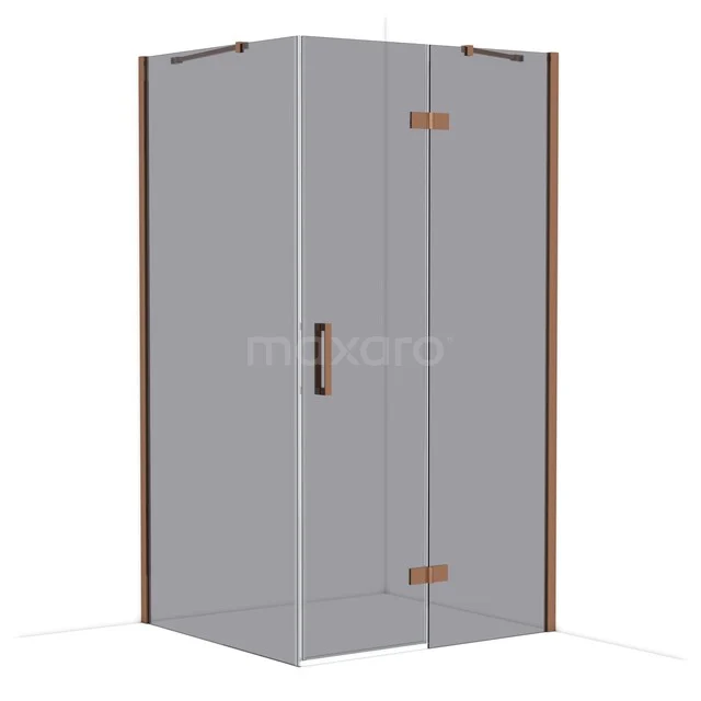 Hoekdouchecabine grijs glas met bruine accenten, modern design, perfecte aanvulling voor een stijlvolle badkamer.
