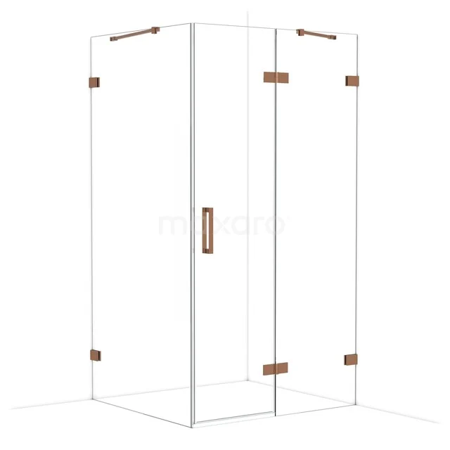 Diamond Duschkabine | 110x100 cm Glänzendes Kupfer Drehtür Rechteck CDB226510420GKP Glasene Duschkabine mit Eckeinstieg, Messingakzenten und klarem Design, ideal für einen modernen Badezimmerstil.