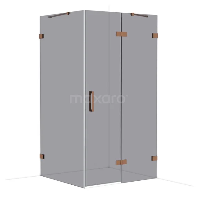 Diamond Shower cabin | 110x100 cm Shiny copper Smoke glass Pivot door Rectangle CDB226510421GKP Grey corner shower cabin with bronze hinges, glass doors and modern design, perfect addition for any bathroom.