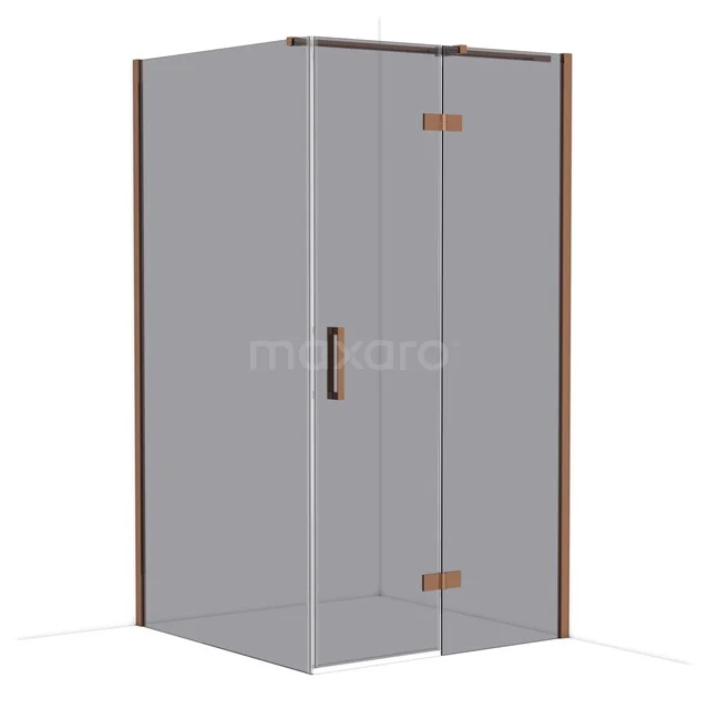 Square shower cabin with frosted glass, stainless steel details and brown accents, an ideal addition for modern bathrooms.