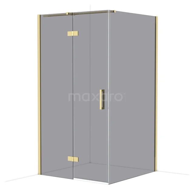 Diamond Douchecabine | 110x110 cm Glanzend lichtgoud Rookglas Draaideur Vierkant CDB226511311GLG