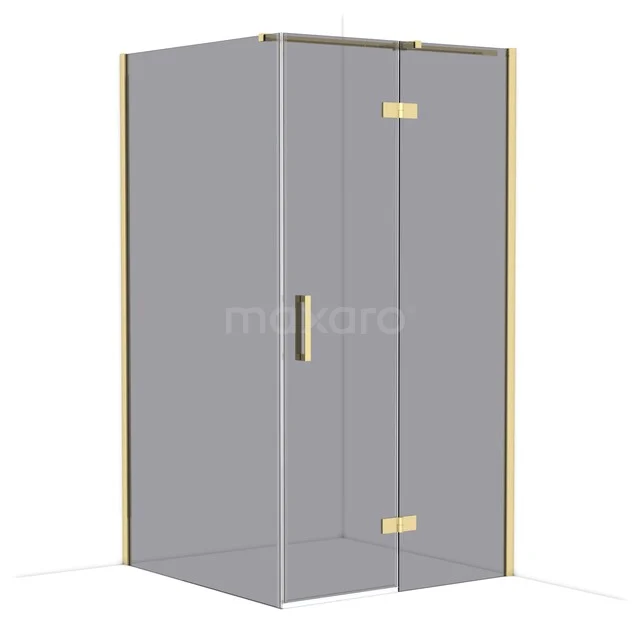Diamond Shower cabin | 110x110 cm Shiny light gold Smoke glass Pivot door Square CDB226511311GLG Glass shower cabin with gold-coloured profiles, corner model with door and handle, ideal for modern bathrooms.
