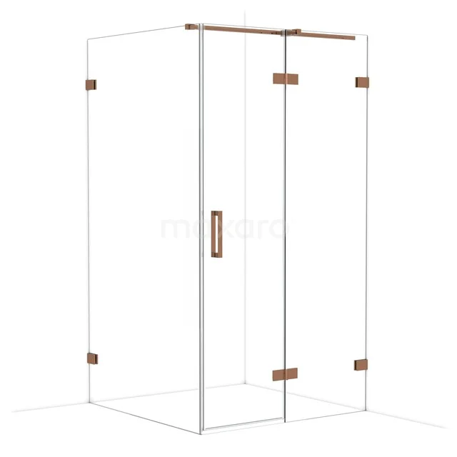 Glas Duschkabine mit Kupfer Scharnieren, straffes Design, perfekt für eine stilvolle Badezimmer Einrichtung.