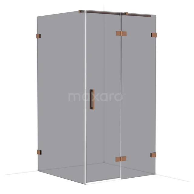 Diamond Duschkabine | 110x110 cm Glänzendes Kupfer Drehtür Quadrat CDB226511321GKP Duschkabine mit Ecktür, Glas mit matter Oberfläche, metallene Scharniere in Kupferfarbe, ideal für moderne Bäder.