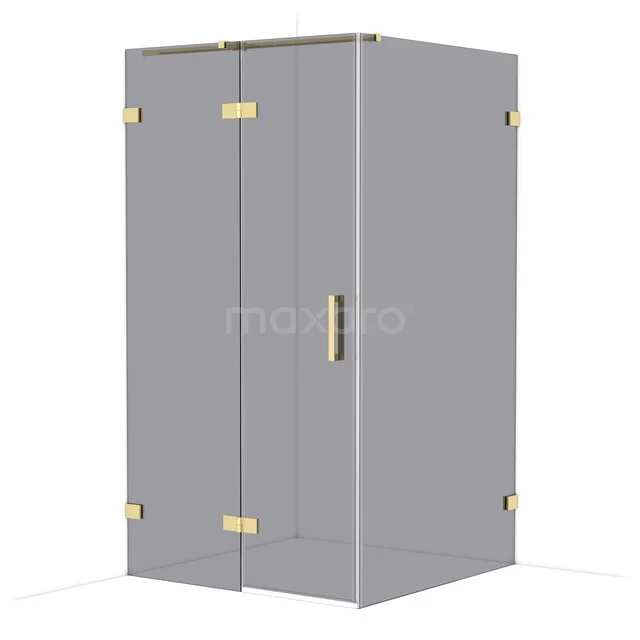 Diamond Douchecabine | 110x110 cm Glanzend lichtgoud Rookglas Draaideur Vierkant CDB226511321GLG