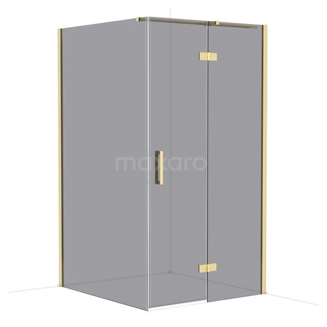 Duschkabine viereckig Glas mit goldenen Akzenten, elegantes Design, perfekt für moderne Bäder.