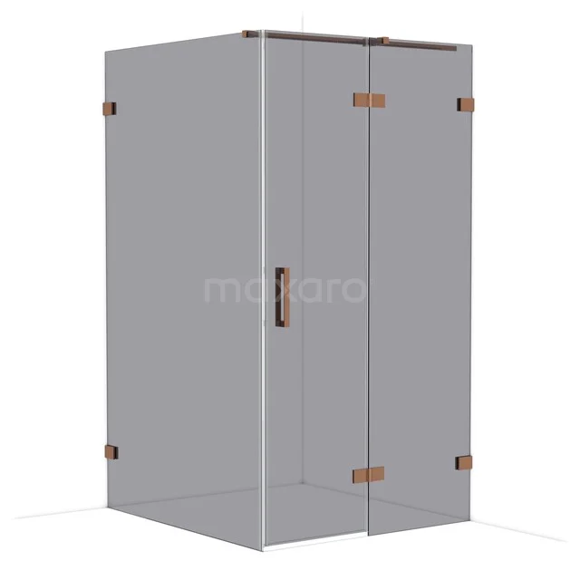 Diamond Duschkabine | 120x110 cm Glänzendes Kupfer Drehtür Rechteck CDB226512321GKP Glas Duschkabine mit Eckeinstieg, klare Türen und kupferfarbene Scharniere, perfekt für ein stilvolles Badezimmer.