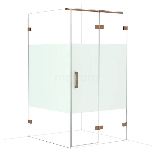 Glas Duschkabine mit quadratischer Form, mattglas, hölzernen Akzenten und rostfreier Haltegriff für stilvolle Badezimmergestaltung.