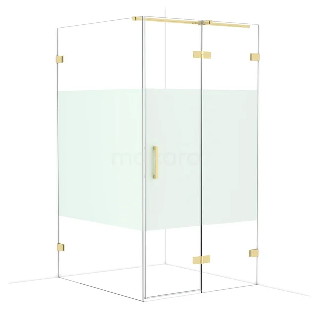 Diamond Shower enclosure | 120x110 cm Glanzend lichtgoud Clear with matt strip Pivot door Rectangle CDB226512323GLG