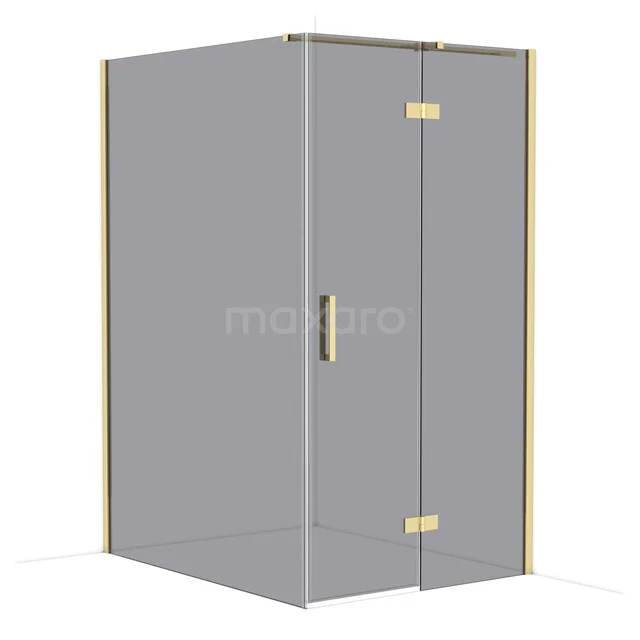 Diamond Douchecabine | 140x110 cm Glanzend lichtgoud Rookglas Draaideur Rechthoek CDB226514311GLG