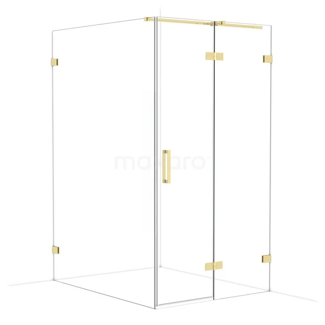 Diamond Shower cabin | 140x110 cm Shiny light gold Clear glass Pivot door Rectangle CDB226514320GLG Shower cabin Clear glass with gold-coloured hinges, corner model with sleek lines for a luxurious bathroom appearance.