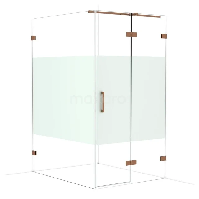 Glas Duschkabine mit Eckeinstieg, transparentem Glas und Messingdetails, ideal für ein modernes Badezimmer.