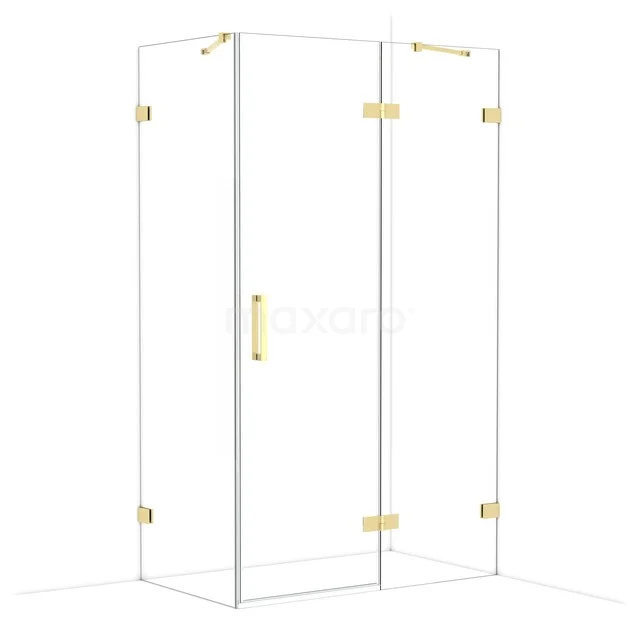 Diamond Shower enclosure | 120x70 cm Shiny light gold Clear glass Pivot door Rectangle CDB226607420GLG Glass shower cabin with gold accents, rectangular design, a luxurious addition for a modern bathroom style.