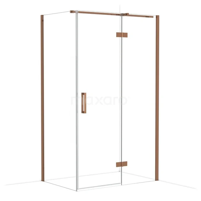 Diamond Duschkabine | 120x80 cm Glänzendes Kupfer Drehtür Rechteck CDB226608310GKP Glas Duschkabine mit kupferfarbenen Akzenten, moderne Ausstrahlung, ideal für ein stilvolles Badezimmer.
