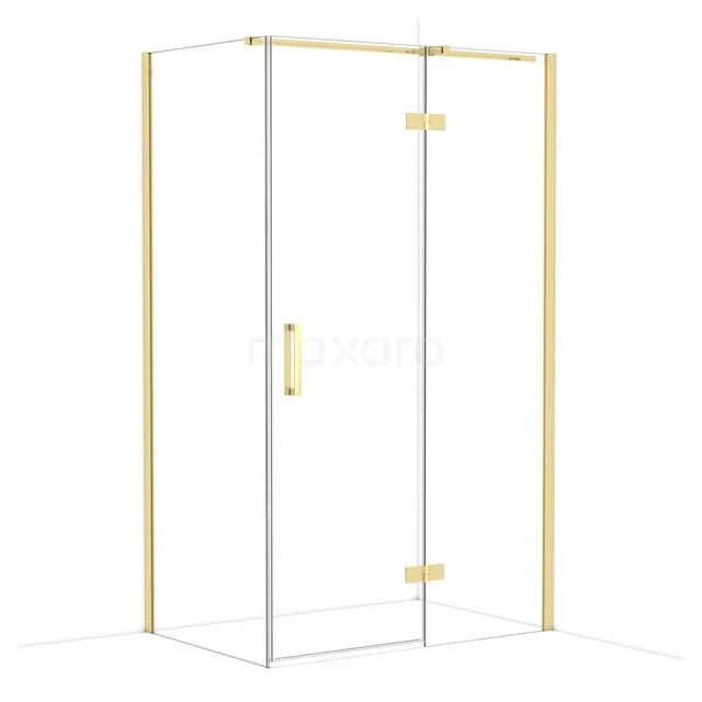 Diamond Duschkabine | 120x80 cm Glänzendes Hellgold Drehtür Rechteck CDB226608310GLG Gold Duschkabine mit Glaswänden und modernem Aussehen, ideal für luxuriöse Bäder.