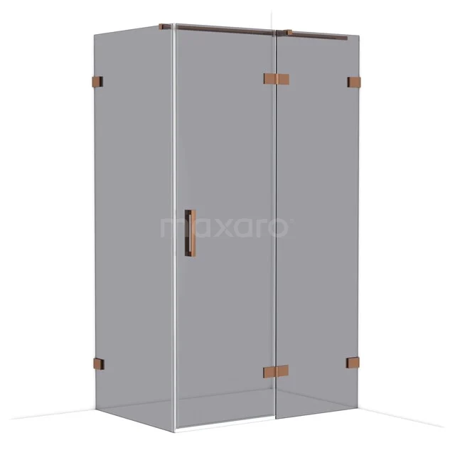 Diamond Douchecabine | 120x80 cm Glanzend koper Rookglas Draaideur Rechthoek CDB226608321GKP