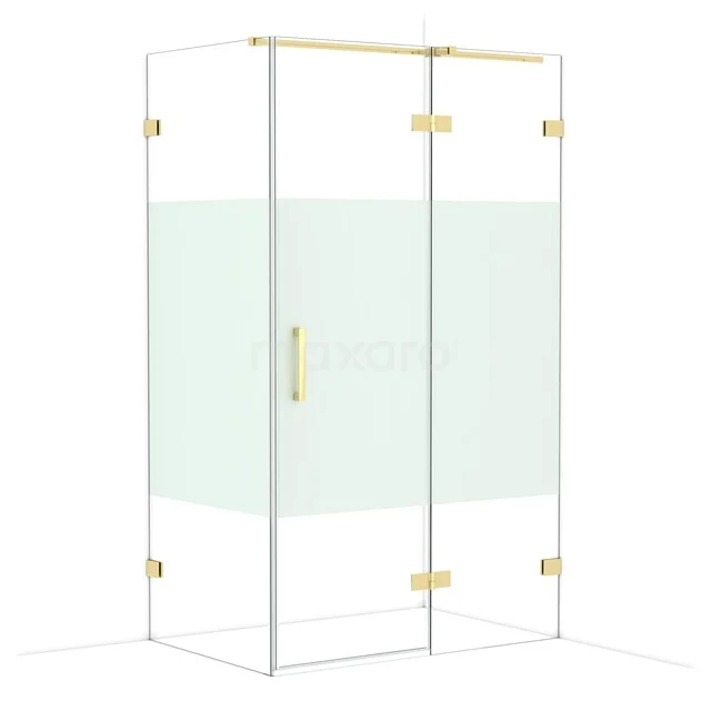 Diamond Douchecabine | 120x80 cm Glanzend lichtgoud Helder met matte strook Draaideur Rechthoek CDB226608323GLG