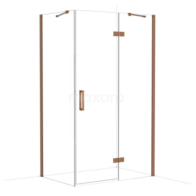 Diamond Duschkabine | 120x80 cm Glänzendes Kupfer Drehtür Rechteck CDB226608410GKP Glas Duschkabine mit Eckeinstieg, rostfreie Profile in Roségold, modernes Design für luxuriöse Bäder.